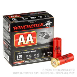 250 Rounds of 12ga Ammo by Winchester AA Light Target - 1 1/8 ounce #7 1/2 shot