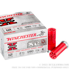 250 Rounds of 12ga Ammo by Winchester - 1 1/8 ounce #6 Shot (Steel)