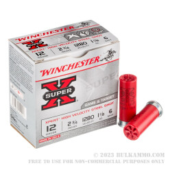 250 Rounds of 12ga Ammo by Winchester - 1 1/8 ounce #6 Shot (Steel)