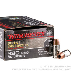 200 Rounds of .380 ACP Ammo by Winchester PDX1 - 95gr JHP