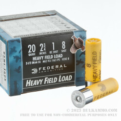 250 Rounds of 20ga Ammo by Federal Game-Shok - 1 ounce #8 shot
