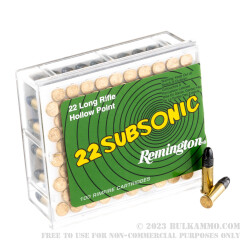 100 Rounds of .22 LR Ammo by Remington Subsonic - 38gr LHP