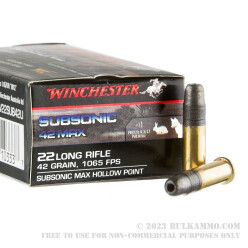 50 Rounds of .22 LR Ammo by Winchester - 42 gr LHP - Subsonic