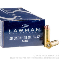 1000 Rounds of .38 Spl Ammo by Speer Lawman - 158gr TMJ