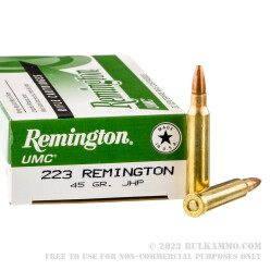 200 Rounds of .223 Ammo by Remington - 45 gr JHP