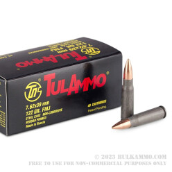 40 Rounds of 7.62x39mm Ammo by Tula - 122gr FMJ