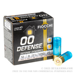 25 Rounds of 12ga Ammo by Fiocchi - 9 pellet 00 buckshot