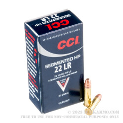 50 Rounds of .22 LR Ammo by CCI Segmented HP - 32 gr CPHP