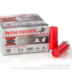 25 Rounds of 12ga Ammo by Winchester Super-X - 2-3/4" 1 1/8 ounce #4 shot