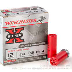 25 Rounds of 12ga Ammo by Winchester Super-X - 2-3/4" 1 1/8 ounce #4 shot