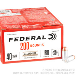 200 Rounds of .40 S&W Ammo by Federal Champion - 180gr FMJ
