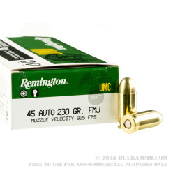 50 Rounds of .45 ACP Ammo by Remington - 230gr MC