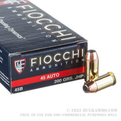 1000 Rounds of .45 ACP Ammo by Fiocchi - 200gr JHP