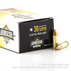 50 Rounds of .38 Super Ammo by Armscor - 125gr FMJ