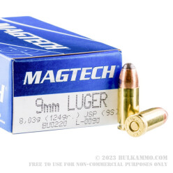 50 Rounds of 9mm Ammo by Magtech - 124gr JSP