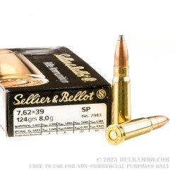 600 Rounds of 7.62x39mm Ammo by Sellier & Bellot - 124gr SP