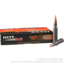 500 Rounds of .308 Win Ammo by MAXXTech Essential Steel - 150gr FMJ