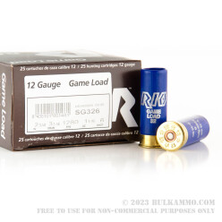 25 Rounds of 12ga Ammo by Rio Game Load - 2-3/4" 1 1/8 ounce #6 shot