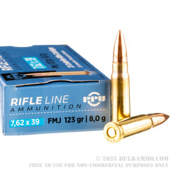20 Rounds of 7.62x39mm Ammo by Prvi Partizan - 123gr FMJ