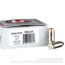 20 Rounds of 10mm Ammo by Underwood - 150gr JHP