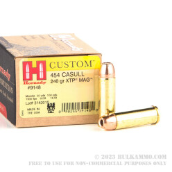 20 Rounds of .454 Casull Ammo by Hornady - 240gr JHP