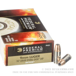 50 Rounds of 9mm Ammo by Federal LE Hydra Shok - 147gr JHP