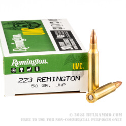 20 Rounds of .223 Ammo by Remington - 50gr JHP