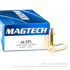 50 Rounds of .44 S&W Ammo by Magtech - 240gr FMJ