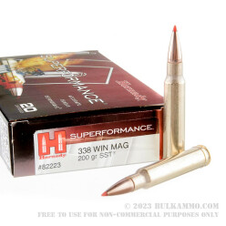 20 Rounds of .338 Win Mag Ammo by Hornady Superformance - 200gr SST Polymer Tipped