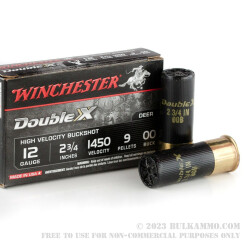 5 Rounds of 12ga Ammo by Winchester Double X -  00 Buck