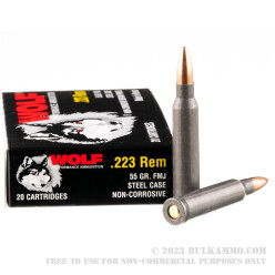 20 Rounds of .223 Rem Ammo by Wolf Performance (Steel Case) - 55gr FMJ