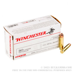 50 Rounds of .30 Carbine Ammo by Winchester - 110gr FMJ 