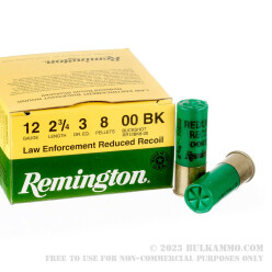 250 Rounds of 12ga 2-3/4" Ammo by Remington LE Reduced Recoil - 8 Pellet 00 Buck