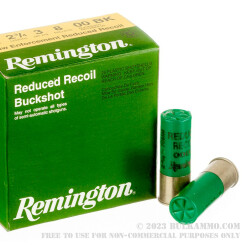 250 Rounds of 12ga 2-3/4" Ammo by Remington LE Reduced Recoil - 8 Pellet 00 Buck