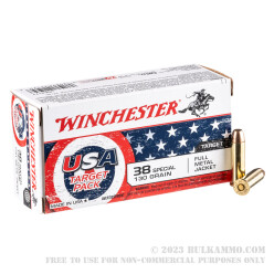 500 Rounds of .38 Spl Ammo by Winchester USA Target Pack - 130gr FMJ