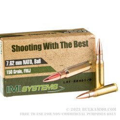 500 Rounds of 7.62x51 Ammo by IMI - 150gr FMJ
