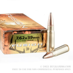 20 Rounds of 7.62x39mm Ammo by Federal - 123gr Fusion