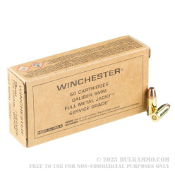 1000 Rounds of 9mm Ammo by Winchester Service Grade - 115gr FMJ