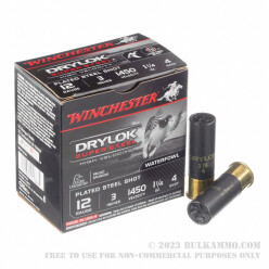 25 Rounds of 12ga 3" Ammo by Winchester Drylok Super Steel High Velocity - 1 1/4 ounce #4 shot