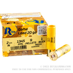 250 Rounds of 20ga Ammo by Rio Ammunition -  #1 Buck