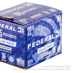 325 Rounds of .22 LR Ammo by Federal Champion - 36gr LHP
