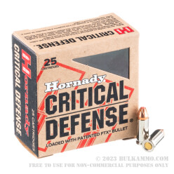 250 Rounds of .25 ACP Ammo by Hornady Critical Defense - 35gr FTX