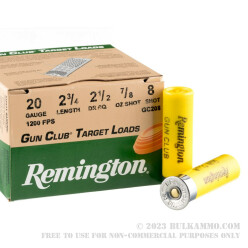 25 Rounds of 20ga Ammo by Remington Gun Club - 7/8 ounce #8 shot