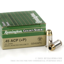 25 Rounds of .45 ACP Ammo by Remington Golden Saber - 185gr JHP +P