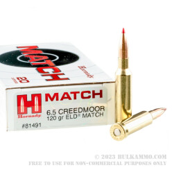 200 Rounds of 6.5 Creedmoor Ammo by Hornady - 120gr ELD Match