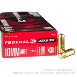 50 Rounds of 10mm Ammo by Federal American Eagle - 180gr FMJ