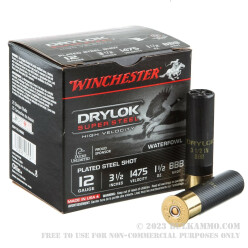 25 Rounds of 12ga Ammo by Winchester DryLok Super Steel - 1-1/2 ounce BBB shot