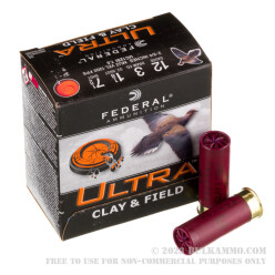25 Rounds of 12ga 2-3/4" Ammo by Federal Ultra Clay & Field - 1 1/8 ounce #7 1/2 shot