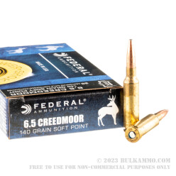 20 Rounds of 6.5 Creedmoor Ammo by Federal Power-Shok - 140gr JSP
