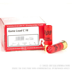 25 Rounds of 16ga Ammo by Rio Ammunition - 1 ounce #8 Shot
